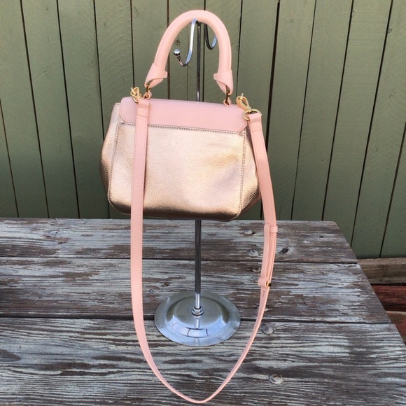 Ted Baker Pink / Gold Leather Handbag Crossbody Bag with Removable Strap - Picture 6 of 9